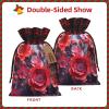 WEFFGDCFG Christmas Drawstring Gift Bags - Red Flowers - Xmas Santa Sacks Bags, Candy Bag, Present Wrapping Bag, Christmas Ornaments, New Year, Holiday Party Goodies view 3