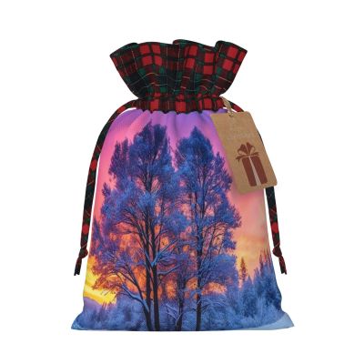 WEFFGDCFG Christmas Drawstring Gift Bags - Winter - Xmas Santa Sacks Bags, Candy Bag, Present Wrapping Bag, Christmas Ornaments, New Year, Holiday Party Goodies
