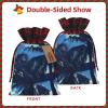 WEFFGDCFG Christmas Drawstring Gift Bags - Palm Tree Blue - Xmas Santa Sacks Bags, Candy Bag, Present Wrapping Bag, Christmas Ornaments, New Year, Holiday Party Goodies view 3