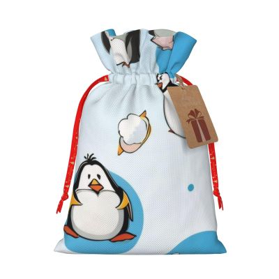 WEFFGDCFG Christmas Drawstring Gift Bags With Tags - Cute Penguins - Xmas Santa Sacks Bags, Candy Bag, Present Wrapping Bag, Christmas Ornaments, New Year, Holiday Party Goodies