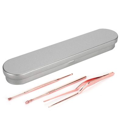 3-Piece Stainless Steel Ear Pick Double Head Ear Lard Remover Curette Tweezers Set Beauty Tool For Ear Picking With Spiral