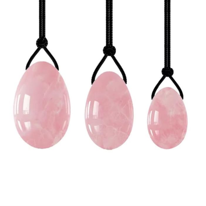 JPHHRP 3PCS Rose Quartz Yoni Egg Jade Ball Massage Wand Set Natural Stone Women Kegel Exercise Jade Egg,Pink,3PCS