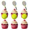18pcs Glitter Tennis Ball Cupcake Topper for Tennis Sport Theme Party Favors Decorations Men Women Happy Birthday Party Decor Supplies view 1