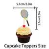 18pcs Glitter Tennis Ball Cupcake Topper for Tennis Sport Theme Party Favors Decorations Men Women Happy Birthday Party Decor Supplies view 2
