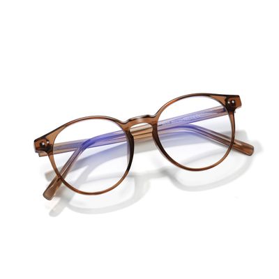 Icesor Round Clear Blue Light Blocking Muses Style Glasses Preppy Look Chic Frame Lightweight Anti Eye Strain Screen Protection TV Computer Gaming Office for Women and Men