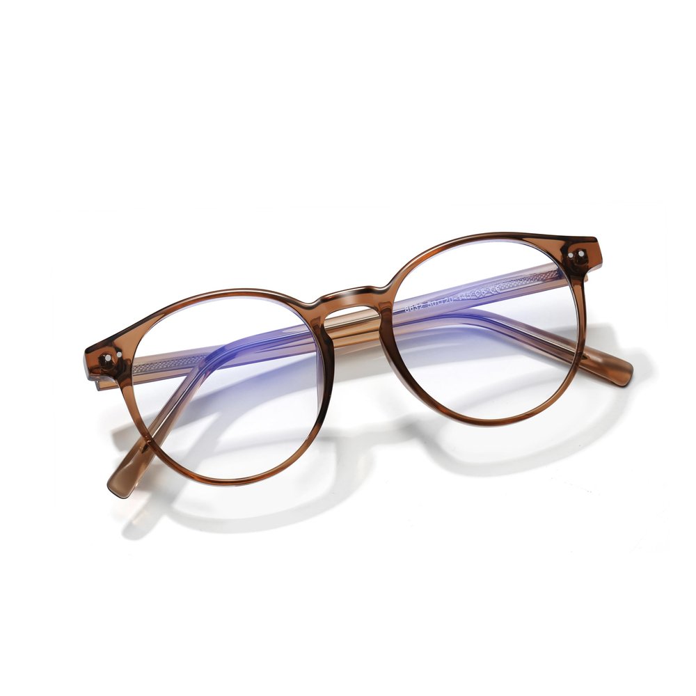 Icesor Round Clear Blue Light Blocking Muses Style Glasses Preppy Look Chic Frame Lightweight Anti Eye Strain Screen Protection TV Computer Gaming Office for Women and Men