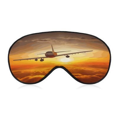 Sleep Mask,Eye Mask for Women and Men Eye Masks for Sleep Aircraft Plane at Sunset Printedfor Travel & Sleep Lightweight Adjustable Shoulder Straps