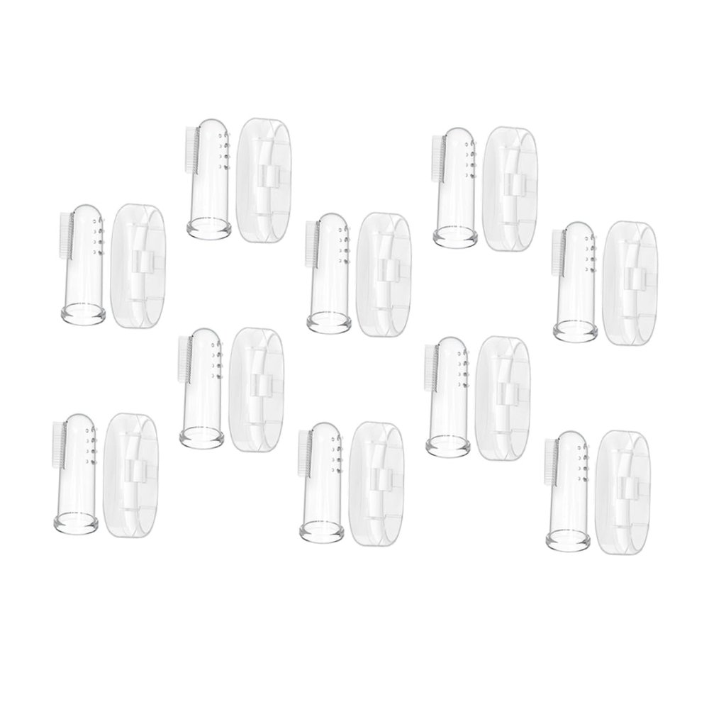 BEBEMOKO 10pcs Baby Toothbrush Cover Silicone Finger Toothbrush Set for Newborns Tongue Cleaning Brush for Gums Oral Massager for Plaque Prevention