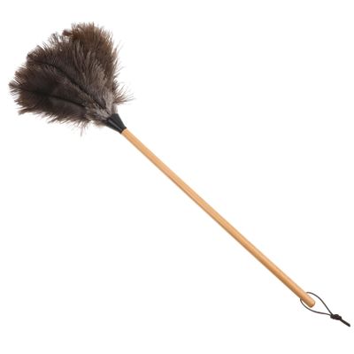 BEBEMOKO 1pc Soft Ostrich Duster Beech Handle for Efficient for Cleaning Furniture Car and More and Easy to Store