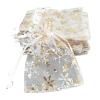 25pcs Printing Organza Gift Snowflake Drawstring Pouches Wedding Christmas Party Candy Packing(Gold,10X15cm) view 1
