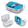 Square Pill Box Portable Metal Pill Case 2 Compartment Small Travel Pill Organizer Cute Smiling Face Dolphins Vitamins Holder Organizer for Purse Pocket view 2