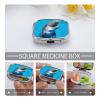 Square Pill Box Portable Metal Pill Case 2 Compartment Small Travel Pill Organizer Cute Smiling Face Dolphins Vitamins Holder Organizer for Purse Pocket view 4