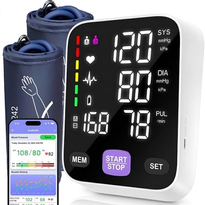 Andesfit Upper Arm Blood Pressure Monitor for Home Use 17" Large & 21" XL Extra Large Cuff Big arm, Free APP Bluetooth Sync Apple Health Track Google Fit, Large Display Smart BP Machine for Seniors