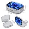 Travel Portable Pill Box with Mirror Blue Flower Printed Rectangular Medicine Box 2 Compartment Medicine Case Vitamin Pill Organizer for Fish Oils Supplements view 2