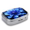 Travel Portable Pill Box with Mirror Blue Flower Printed Rectangular Medicine Box 2 Compartment Medicine Case Vitamin Pill Organizer for Fish Oils Supplements view 3