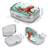Giant Octopus Pill Box 2 Compartment Square Pill Case with Mirror Metal Pill Organizer Travel Pillbox Mini Medicine Storage Box for Pocket Purse view 2
