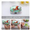 Giant Octopus Pill Box 2 Compartment Square Pill Case with Mirror Metal Pill Organizer Travel Pillbox Mini Medicine Storage Box for Pocket Purse view 4