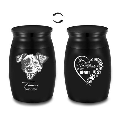 Cring Coco Custom Dog and Cat Cremation Urns for Ashes, Personalized Pet Portrait Memorial Urns, Customizable Pet Name and Photo Keepsake