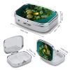 Lemon Mint Heart Shape Pill Box 2 Compartment Square Pill Case with Mirror Metal Pill Organizer Travel Pillbox Mini Medicine Storage Box for Pocket Purse view 2