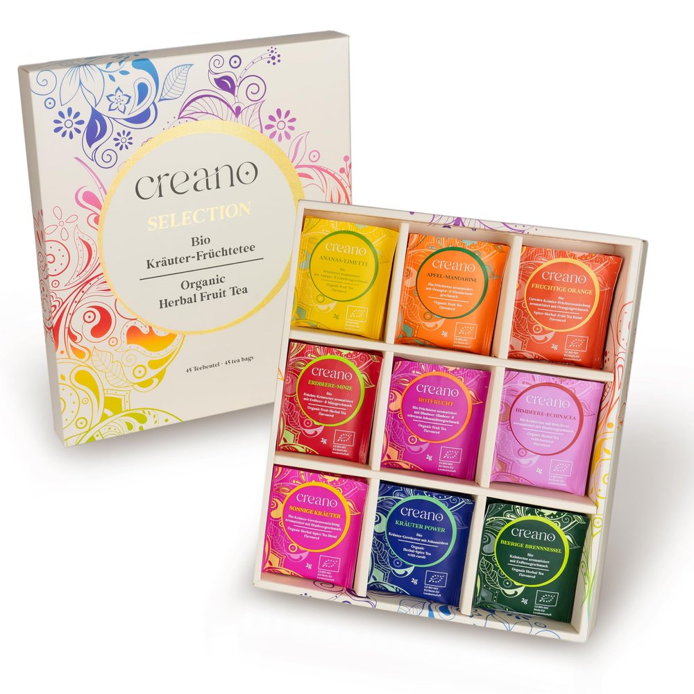Creano Organic Herbal & Fruit Tea Gift Set 45 Organic Tea Bags in 9 Dreamy Varieties 90 g*