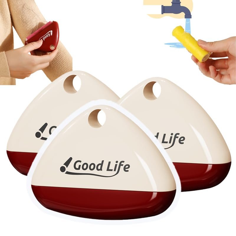 Good Life Portable Lint Remover, Washable Sticky Pet Hair Roller for Clothes (Cream*3)