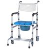 Shower Commode Chair with Wheels, Bedside Commode Chair, Multi-Functional Rolling Shower Wheelchair with Arms Toilet Chair Elderly and Disabled,Blue view 1