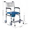 Shower Commode Chair with Wheels, Bedside Commode Chair, Multi-Functional Rolling Shower Wheelchair with Arms Toilet Chair Elderly and Disabled,Blue view 3