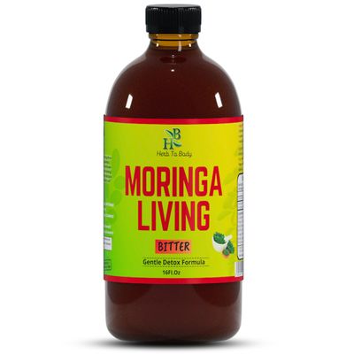 Herb To Body Moringa Bitters Liquid - 16oz, Herbal Blend with Moringa Leaf and Root, Natural Detox and Digestive Bitters for Daily Balance and Vitality