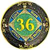 (1-50 Years) NA 36 Year Crystals and Glitter Medallion, Golden Color Plated Coin, Black Rainbow, Blue Glitter and Four Clear Crystals (NA 36 Year Crystals and Glitter, Gold Color Medallion) view 1