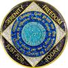 (1-50 Years) NA 36 Year Crystals and Glitter Medallion, Golden Color Plated Coin, Black Rainbow, Blue Glitter and Four Clear Crystals (NA 36 Year Crystals and Glitter, Gold Color Medallion) view 2