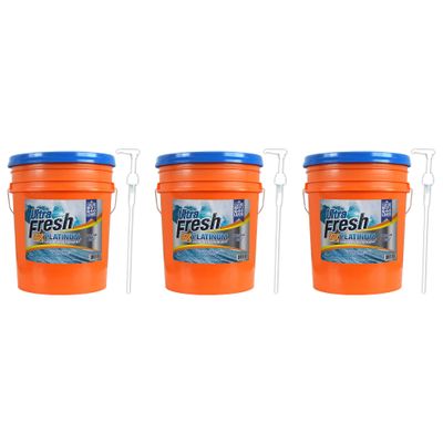 Ultra Fresh 6X Platinum 5 Gallon Laundry Detergent Liquid for All Machine Types with Easy Dispensing Pump, Up to 640 Loads, Mountain Fresh (3 Pack)