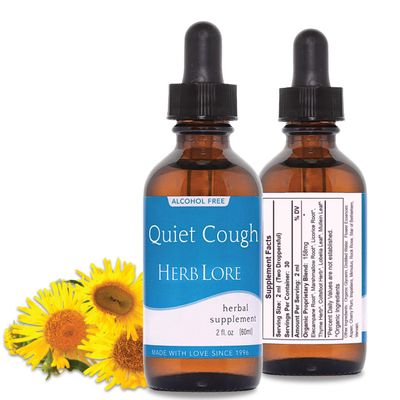 Herb Lore Quiet Cough Tincture - Mullein Leaf Drops for Lungs - Soothes Dry & Productive Coughs - 2 fl oz