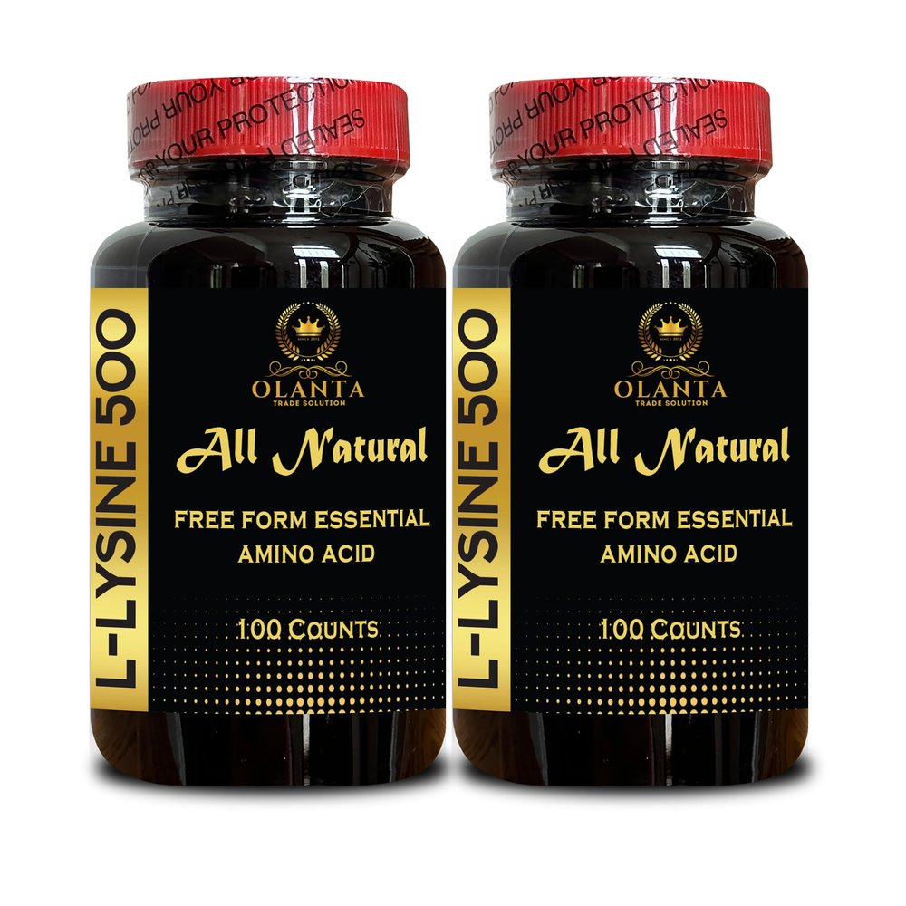 L-LYSINE 500 AMINO ACID - Healthy muscle development, support Bone and joint health, Support Amino Acids, Amino Acid Lysine Hydrochloride Nutritional Supplement for Adults - 2 Bottles 200 Counts