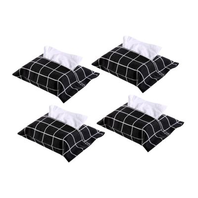 KONTONTY 4pcs Japanese Cotton Tissue Box Paper Towel Holder Napkin Storage Container Foldable Fabric Fits Bathroom Office Home Hotel