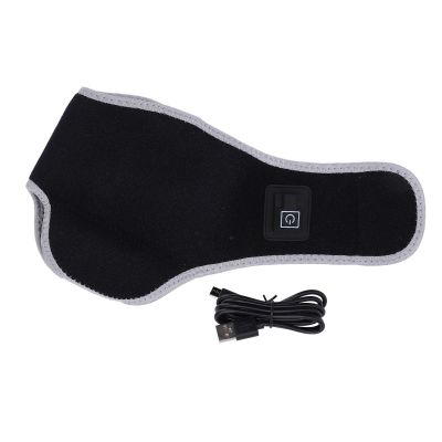 JAOCDOEN Heated Ankle Brace USB 5V2A Electric Adjustable 3 Levels Settings Carbon Heated Ankle Support Wrap (Black with Gray Border)