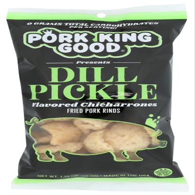 Pork King Good Fried Pork Rinds, Dill Pickle, Gluten Free, 1.75 Ounce (Pack of 12)
