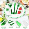 100Pack Pre Rolled Green Plastic Silverware - Wrapped Green Disposable Cutlery with Napkins, Pre Rolled Plastic Cutlery Set, Disposable Silverware with Dinner Napkins for St Patrick's Day view 3