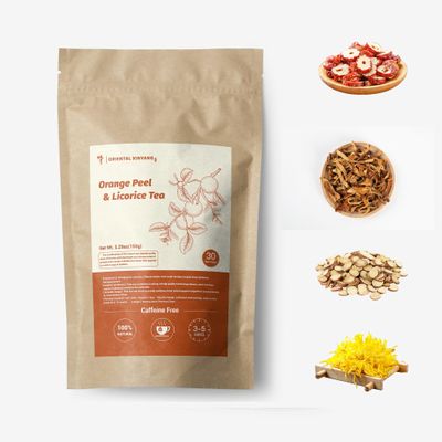 ORIENTAL XINYANG Traditional Herbal Tea with Orange Peel & Licorice Root | Natural Sweetness, Digestive Harmony | Caffeine-Free, 30 Tea Bags (150g / 5.29oz)