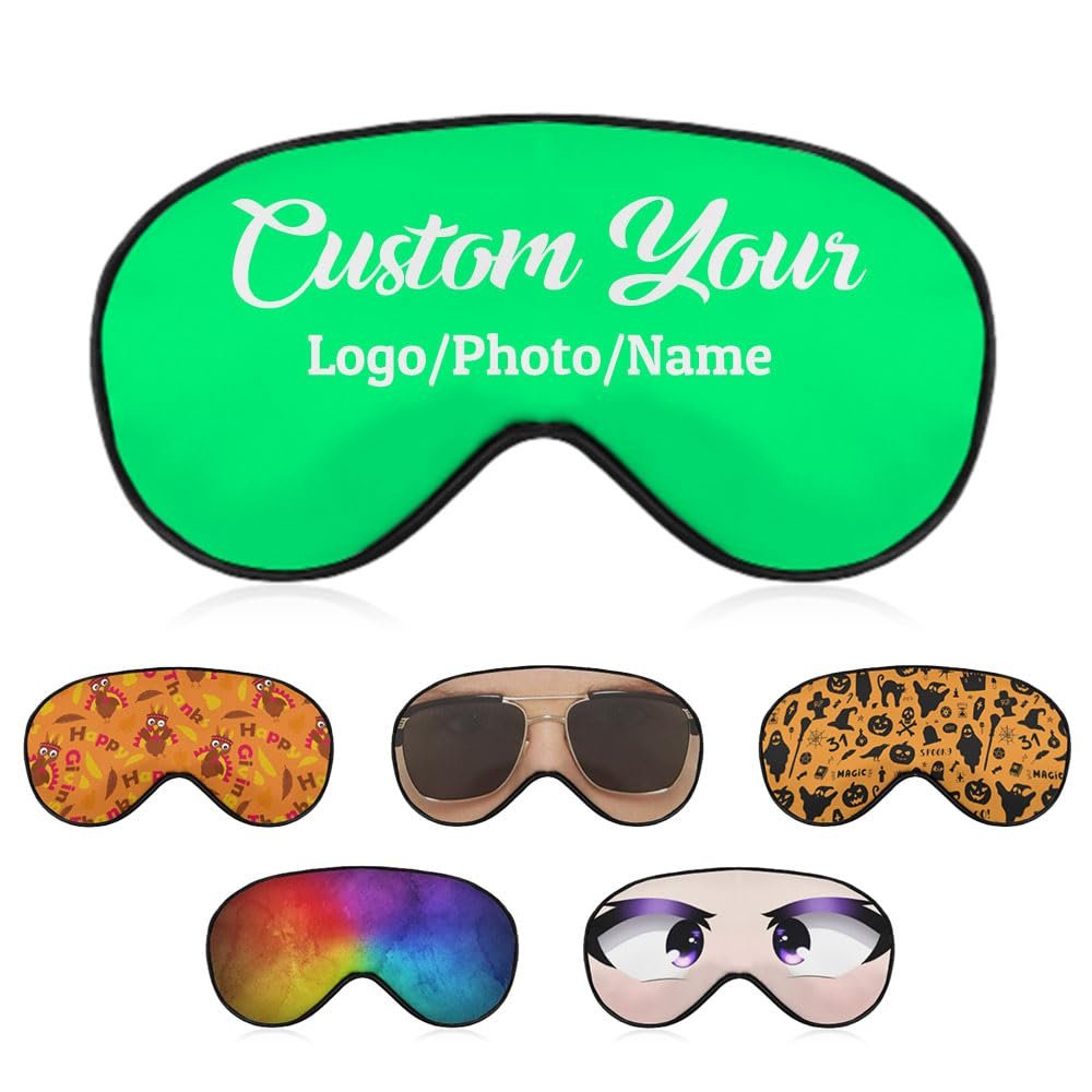 1-200 Pcs Sleep Eye Mask, Custom Eye Cover with Logo Text Photo, Personalized Soft Blindfold for Sleeping, Travel, Work, Naps, Blocks Light, SpringGreen