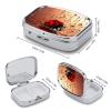 Art Ladybug Tracks Pill Box 2 Compartment Square Pill Case with Mirror Metal Pill Organizer Travel Pillbox Mini Medicine Storage Box for Pocket Purse view 2
