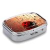 Art Ladybug Tracks Pill Box 2 Compartment Square Pill Case with Mirror Metal Pill Organizer Travel Pillbox Mini Medicine Storage Box for Pocket Purse view 3