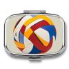 Abstract Elements of Physical Activity Pill Box 2 Compartment Square Pill Case with Mirror Metal Pill Organizer Travel Pillbox Mini Medicine Storage Box for Pocket Purse view 1
