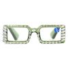 mincl Bling Rhinestone Reading Glasses Fashion Ladies Readers with Blue Light Blocking Diamond Eyeglasses for Women (green, 4.0, x) view 1