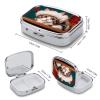 A Cute Little Kitten with A Hat Pill Box 2 Compartment Square Pill Case with Mirror Metal Pill Organizer Travel Pillbox Mini Medicine Storage Box for Pocket Purse view 2