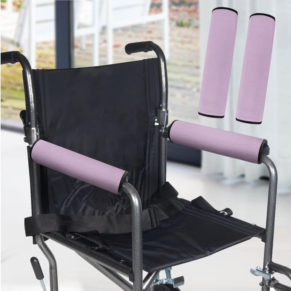 Uorisanigo Wheelchair Armrest Pads Wheelchair Accessories Purple Wheelchair Arm Pads Pressure Relief Armrest Pads for Office Transport Chair Mobility Scooter One Pair