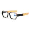 mincl Square Rhinestone Reading Glasses Diamond Reading Glasses for Women Stylish bling Magnifying Blue Light Blocking Readers (orange, 1.0, x) view 2