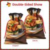 AKDODK Chicken Leg Burger Drink Print Personalized Christmas Gift Bags,Holiday Drawstring Gift Bags For Xmas Presents Party Favor view 3