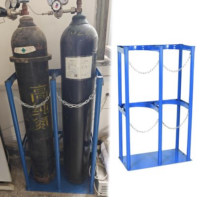 AMUFJJ Oxygen Tank Cylinder Rack Stand Mount Floor, Heavy Duty Gas Cylinder Holder Frame with Safety Chain for Hospital/Laboratory/Garages, Support 200kg/440lbs(2 Bottles Long 23 3/5"(60cm))