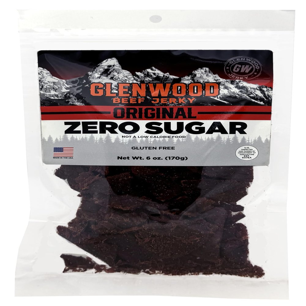 Glenwood Beef Jerky Zero Sugar Beef Jerky, Gluten-Free, Sugar Free Keto Snacks, High-Protein, Made in the USA 6 Ounce
