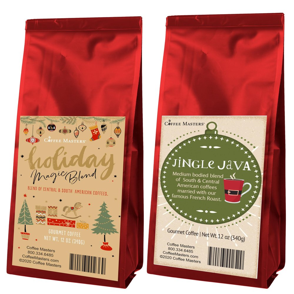 Coffee Masters Christmas Coffee Sampler - Holiday Magic Blend and Jingle Java 12 oz Ground Coffee